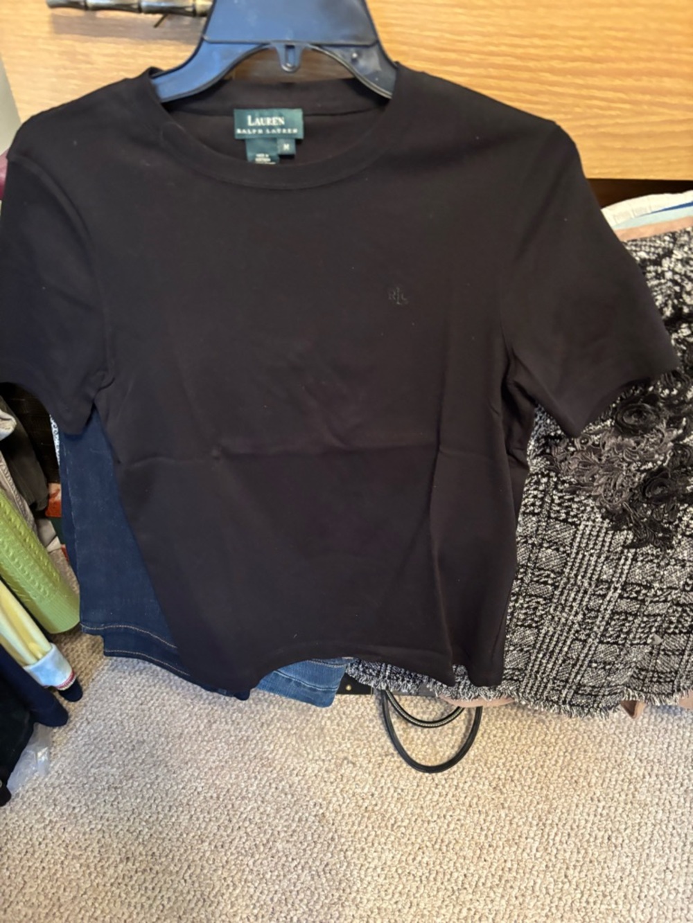 Lauren Ralph Lauren Black Short-Sleeve Crew Tee with Subtle Logo